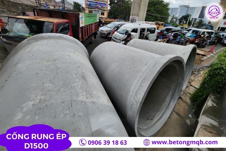 Cống bê tông rung ép D1500 dài 2.5m tại Bình Dương | Bê Tông MQB 2 cong-be-tong-d1500