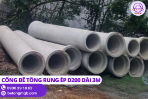 Cống Bê Tông Rung Ép D200 dài 3m Tại Long An | Bê tông MQB 2 Cống Bê Tông Rung Ép D200 dài 3m