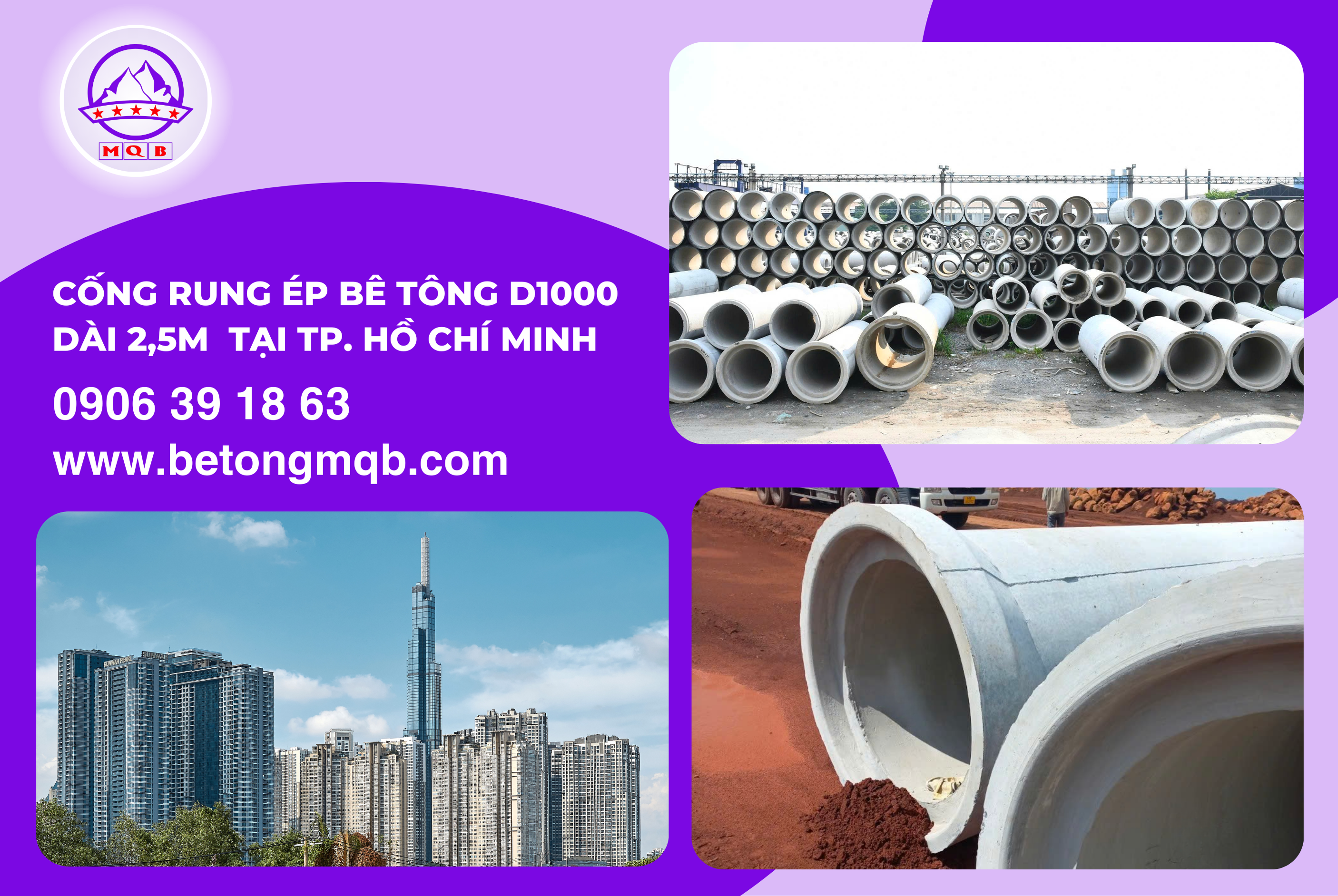 Cống Rung Ép Bê Tông D1000 Dài 2,5m Tại Tp. Hồ Chí Minh | Bê Tông MQB 1 Cống Bê Tông Rung Ép D1000 Dài 2,5M