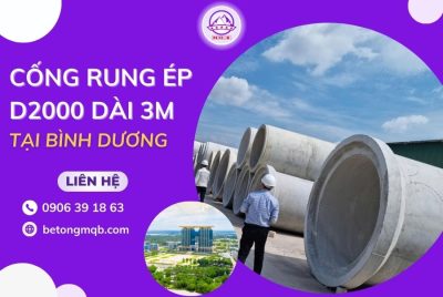 cống bê tông rung ép d2000 dài 3m tại Bình Dương