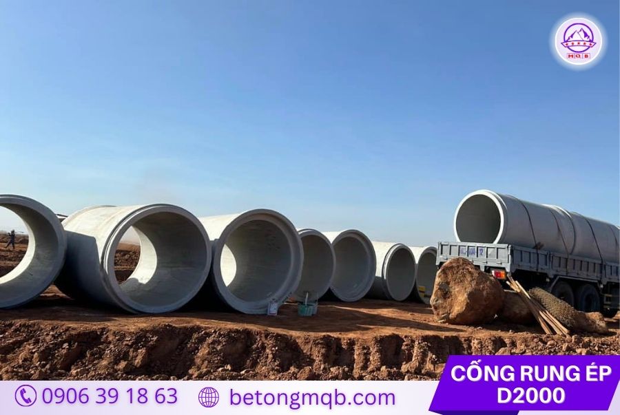 Cống bê tông rung ép D2000 dài 2.5m tại Bình Dương | Bê tông MQB 3 gia-cong-d2000-tai-binh-duong-bao-nhieu