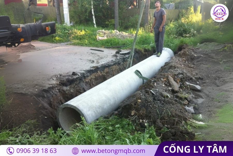 Cống bê tông ly tâm D500 dài 4m tại Bình Dương | Bê tông MQB 3 lap-dat-cong-ly-tam-d500