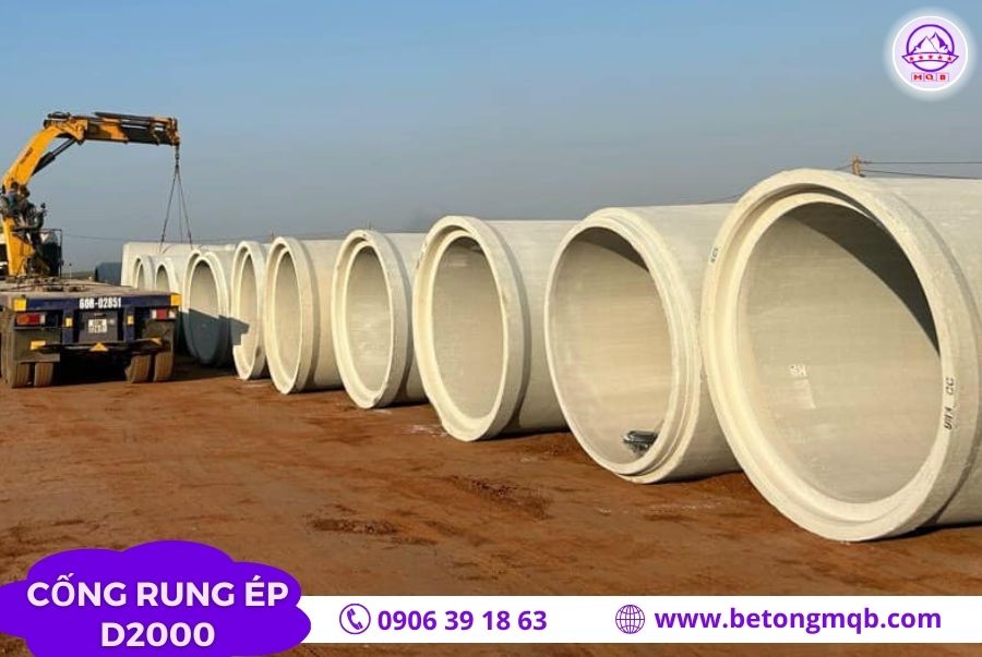 Cống bê tông rung ép D2000 dài 3m tại Bình Dương | Bê tông MQB 3 trong-luong-cong-rung-ep-d2000-dai-3m
