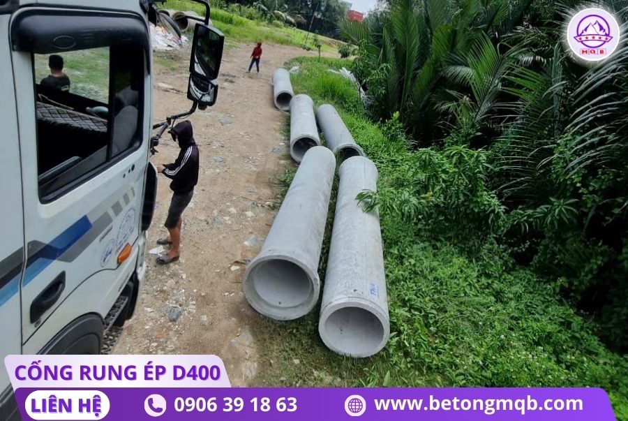 Cống bê tông rung ép D400 dài 3m tại Bình Dương | Bê tông MQB 3 van-chuy-cong-be-tong-rung-ep-d400