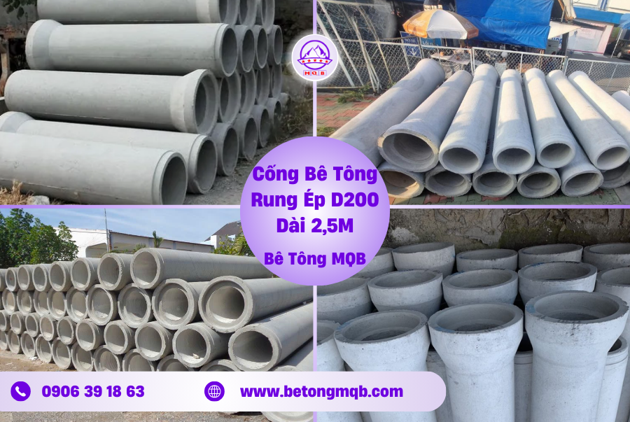 Cống Rung Ép Bê Tông D200 Dài 2,5M Tại Đồng Nai | Bê Tông MQB 1 cong rung ep d200