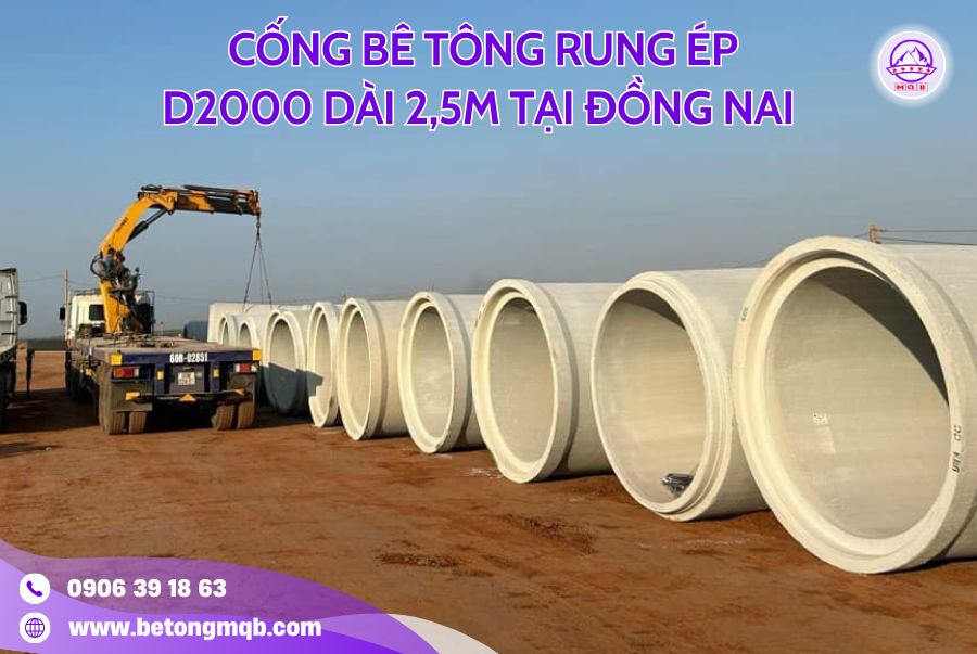 Cống Bê Tông Rung Ép D2000 Dài 2,5M Tại Đồng Nai | Bê Tông MQB 3 cong rung ep d2000