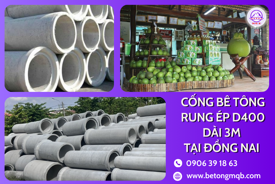 Cống Bê Tông Rung Ép D400 Dài 3M Tại Đồng Nai | Bê Tông MQB 2 cong rung ep d400 dai 3m