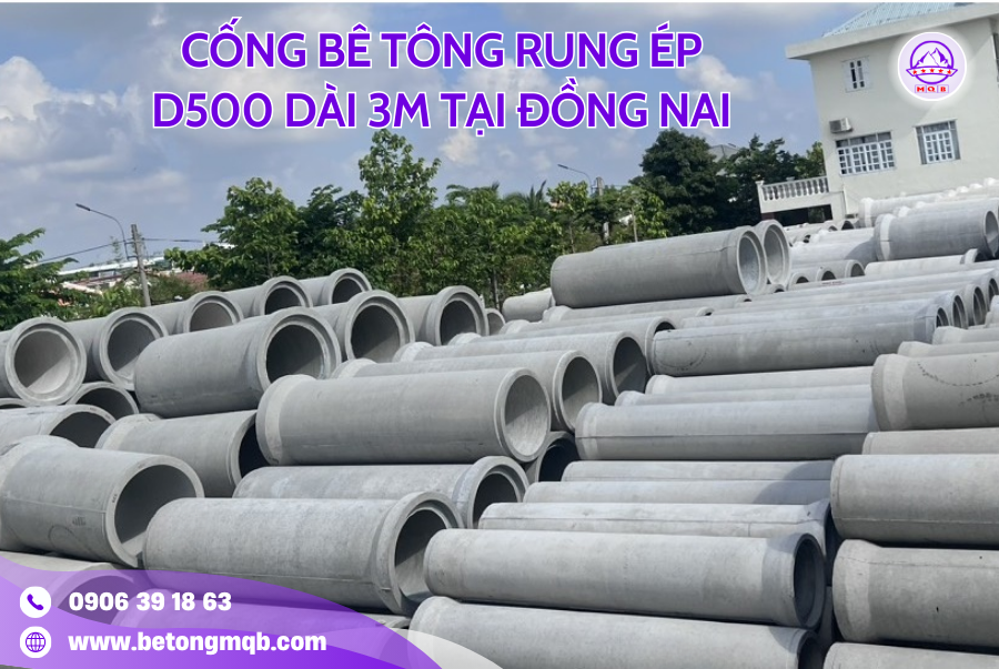 Cống Bê Tông Rung Ép D500 Dài 3M Tại Đồng Nai | Bê Tông MQB 4 cong thoat nuoc dai 3m duong kinh 50cm