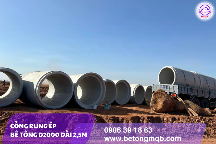 Cống Rung Ép Bê Tông D2000 Dài 2,5m Tại Tp. Hồ Chí Minh 1 cống rung ép bê tông d2000 đúc sẵn
