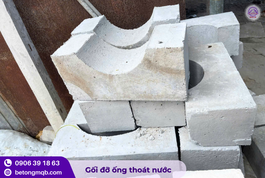 Gối đỡ ống nhựa PVC D200 bằng bê tông 3 Gối đỡ ống nhựa PVC D200