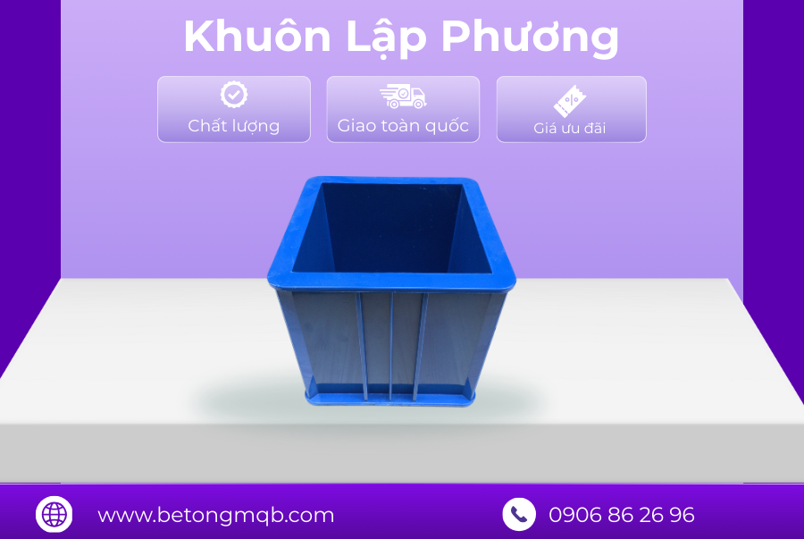 Khuôn đúc mẫu bê tông lập phương 150x150x150mm bằng nhựa 3 Khuôn đúc mẫu bê tông lập phương 150x150x150mm nhựa cứng