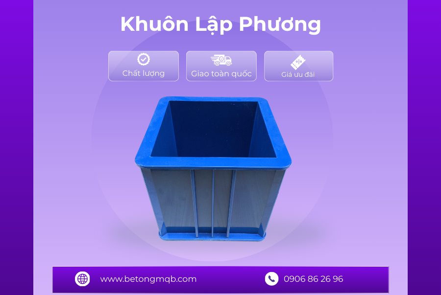 Khuôn đúc mẫu bê tông lập phương 150x150x150mm bằng nhựa 2 Khuôn đúc mẫu bê tông lập phương 150x150x150mm
