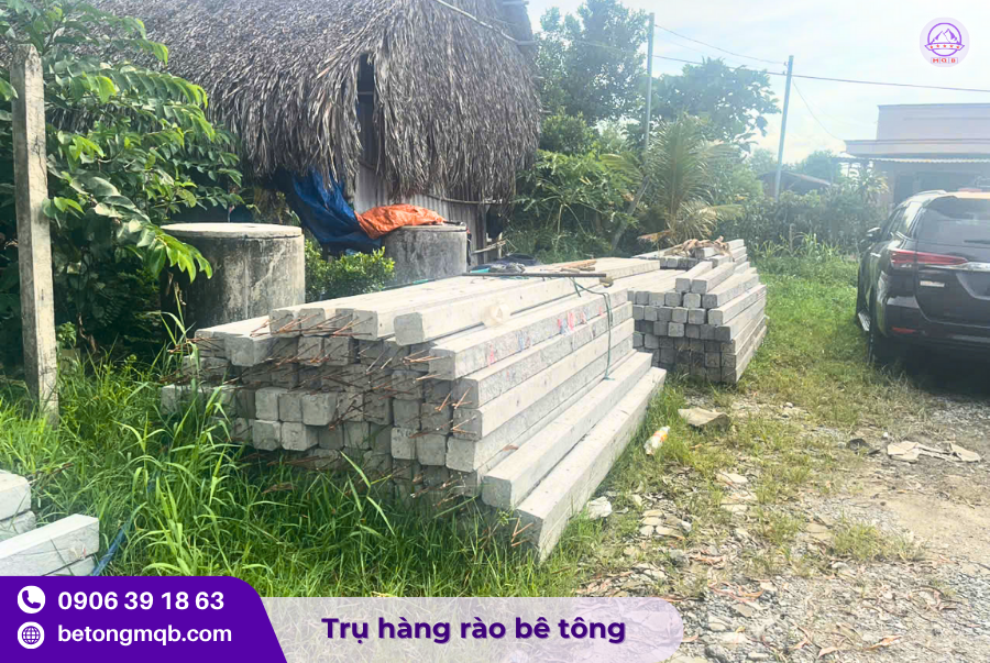 Đơn vị sản xuất trụ hàng rào 120x120x3000mm bằng bê tông 1 Trụ hàng rào 120x120x3000mm của Minh Quân MQB