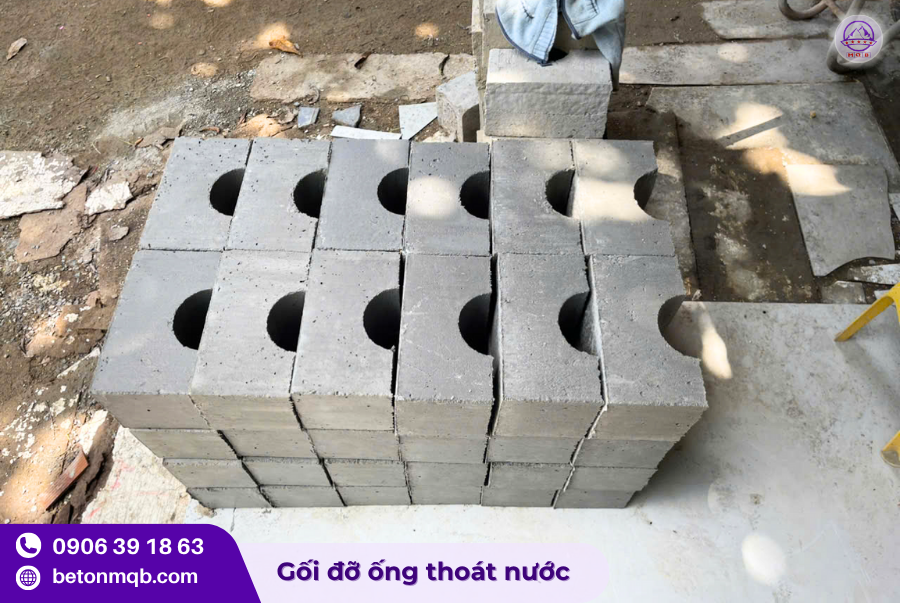 Gối đỡ ống PVC D75 bằng bê tông 1 Gối đỡ ống PVC bằng bê tông
