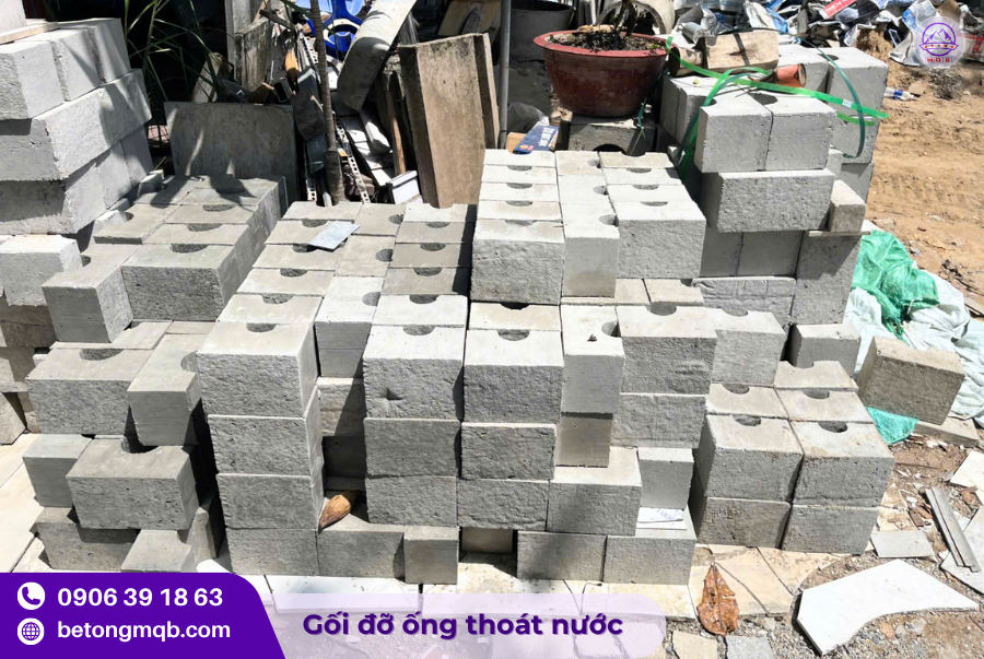 Gối đỡ ống PVC D75 bằng bê tông 3 Gối đỡ ống PVC giá rẻ
