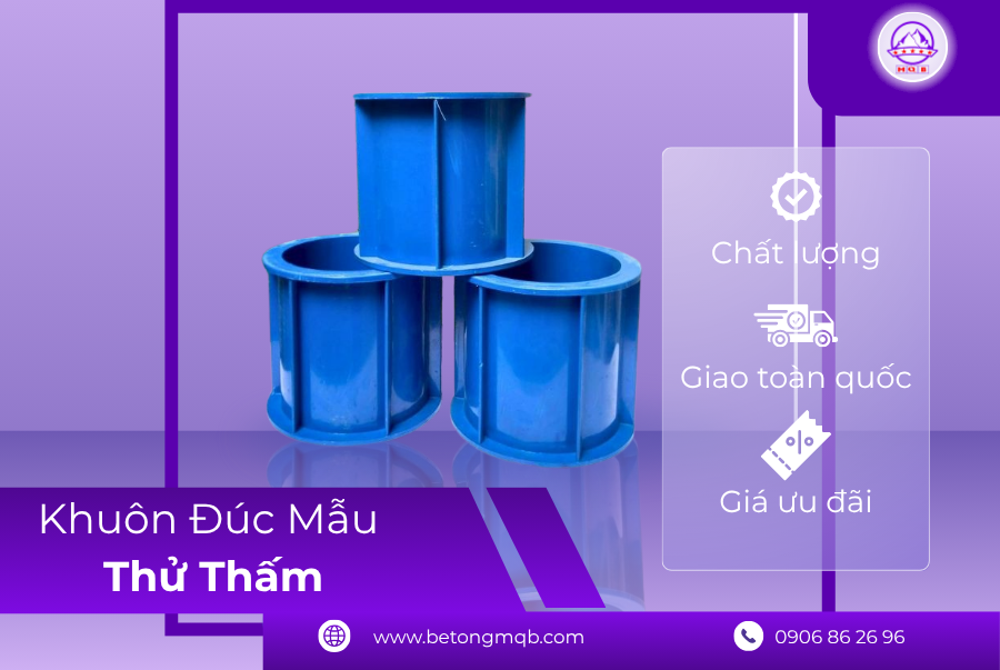 Khuôn Đúc Mẫu Bê Tông Chống Thấm Bằng Nhựa 3 Khuôn đúc mẫu bê tông chống thấm 150x150mm
