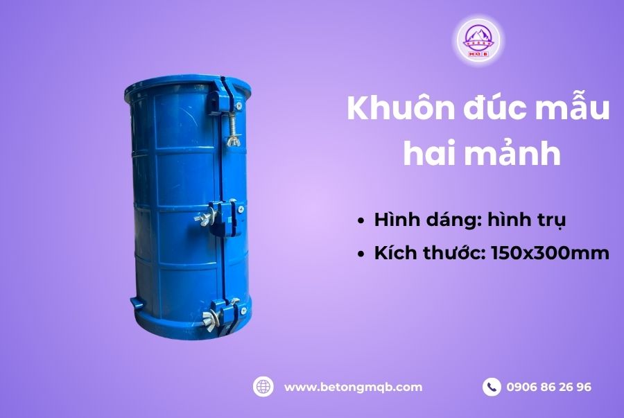 Khuôn đúc mẫu bê tông hai mảnh 150x300mm bằng nhựa chất lượng 1 khuon đúc mẫu bê tông hai mảnh bằng nhựa