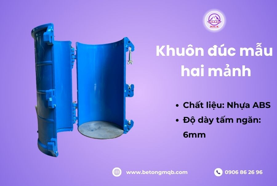 Khuôn đúc mẫu bê tông hai mảnh 150x300mm bằng nhựa chất lượng 2 khuôn đúc mẫu bê tông hai mảnh chất lượng