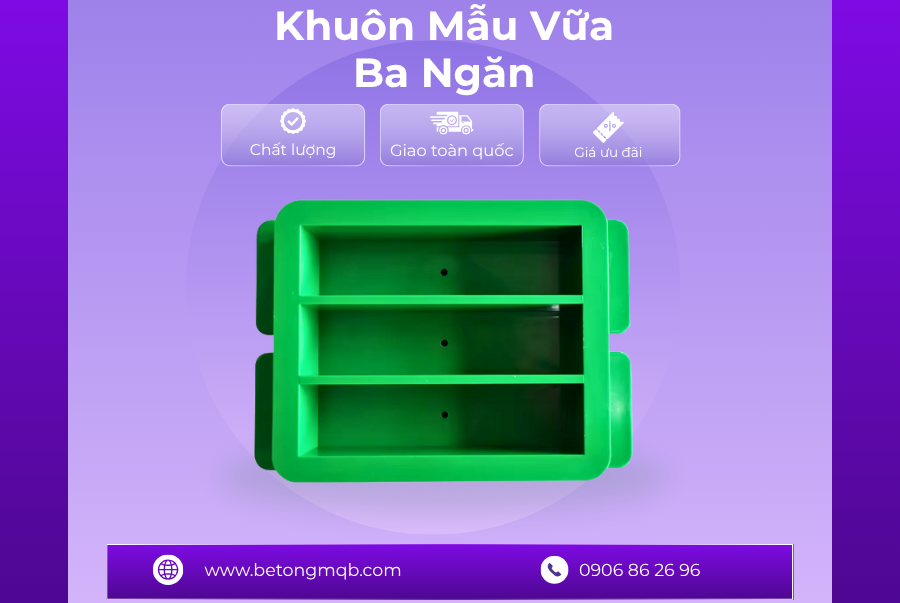 Khuôn đúc mẫu vữa bằng nhựa ba ngăn 40x40x160mm 1 Khuôn đúc mẫu vữa bằng nhựa ABS
