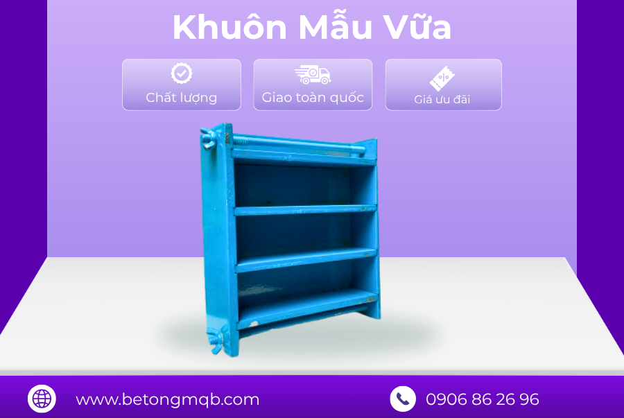Khuôn Đúc Mẫu Vữa Xi Măng Kép 3 Bằng Thép 4 Khuôn đúc mẫu vữa xi măng ba ngăn