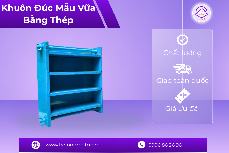 Khuôn Đúc Mẫu Vữa Xi Măng Kép 3 Bằng Thép 1 Khuôn đúc mẫu vữa xi măng kép 3