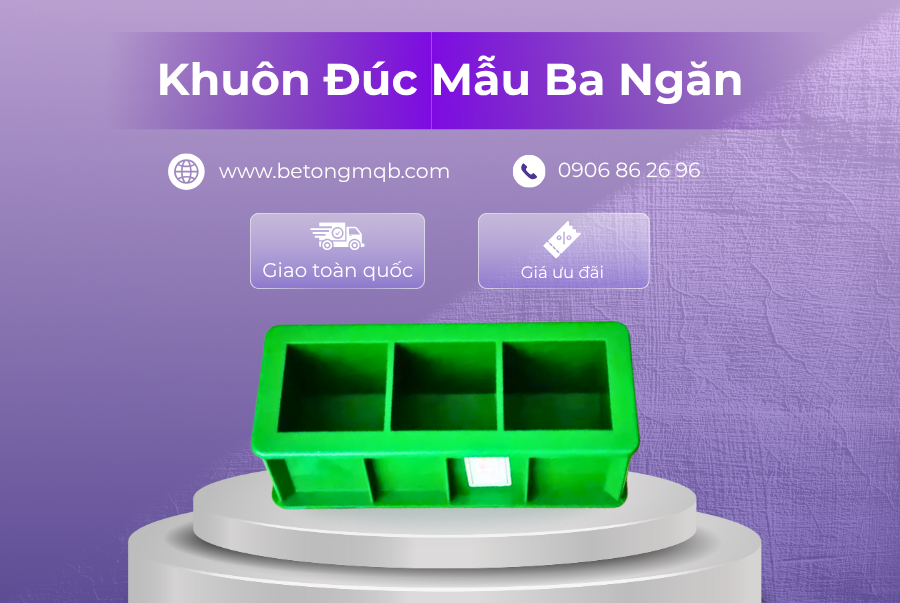Khuôn mẫu vữa bê tông 50x50x50mm bằng nhựa ABS 4 Khuôn mẫu vữa bê tông 3 ngăn