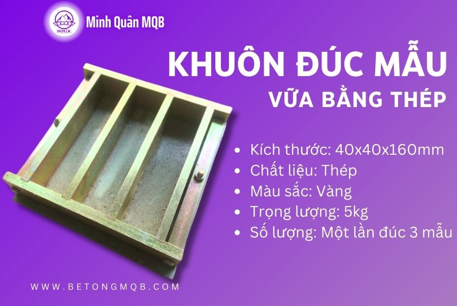 Khuôn mẫu thép vàng chuyên dùng đúc mẫu vữa xi măng 1 Khuôn mẫu thép vàng 40x40x160mm