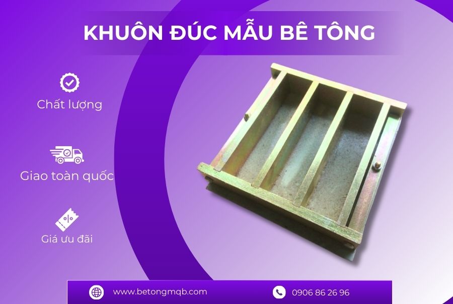 Khuôn mẫu thép vàng chuyên dùng đúc mẫu vữa xi măng 2 Khuôn mẫu thép vàng ba ngăn