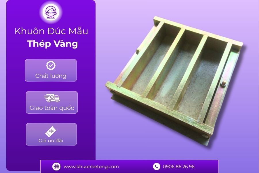 Khuôn mẫu thép vàng chuyên dùng đúc mẫu vữa xi măng 4 Khuôn mẫu thép vàng giá rẻ