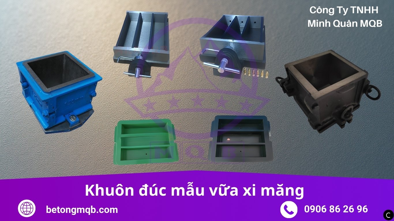 Cấu tạo khuôn đúc mẫu vữa xi măng theo tiêu chuẩn TCVN 6016 | Bê Tông MQB 6 Cấu tạo khuôn đúc mẫu vữa xi măng