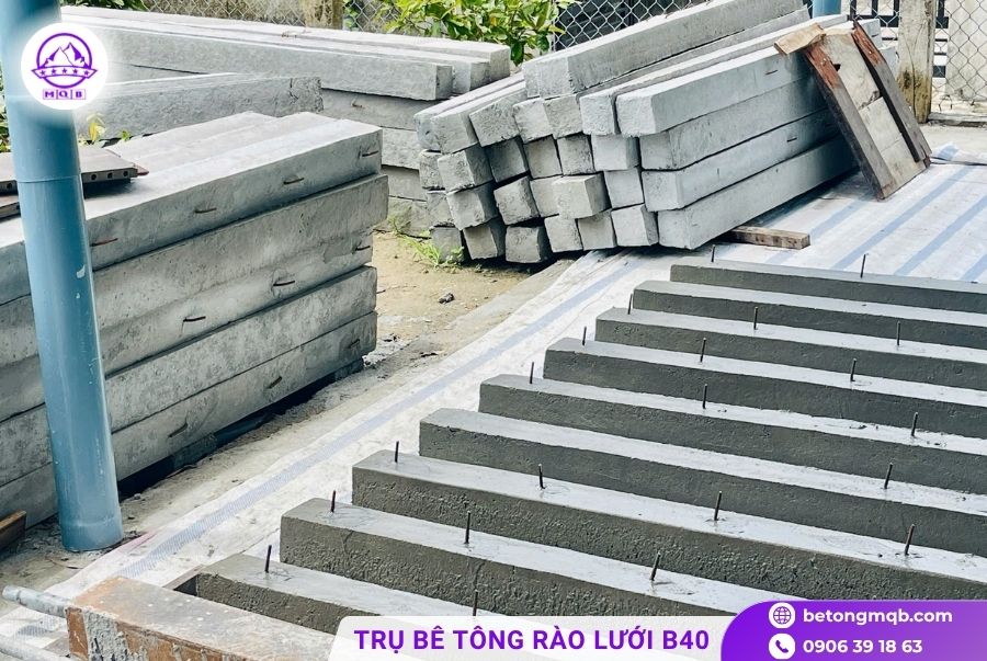 Cột hàng rào bê tông đúc sẵn, giá rẻ, bền bỉ 3 Cột hàng rào bê tông Minh Quân MQB
