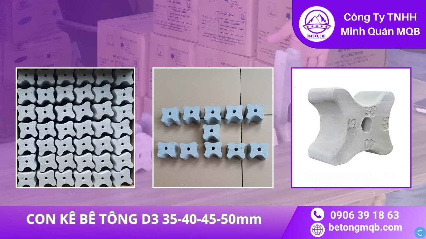 Kích Thước Con Kê Bê Tông Chuẩn & Bảng Thông Số 2026 | BÊ TÔNG MQB 12 phân biệt kích thước con kê bê tông D3 và con tiện bê tông