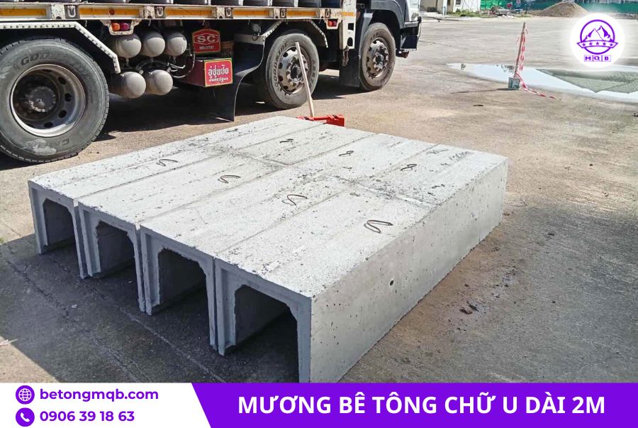 Cống bê tông chữ U dài 2m cao 500mm nắp rời tại Miền Tây 3 Cống bê tông chữ U dài 2m chất lượng