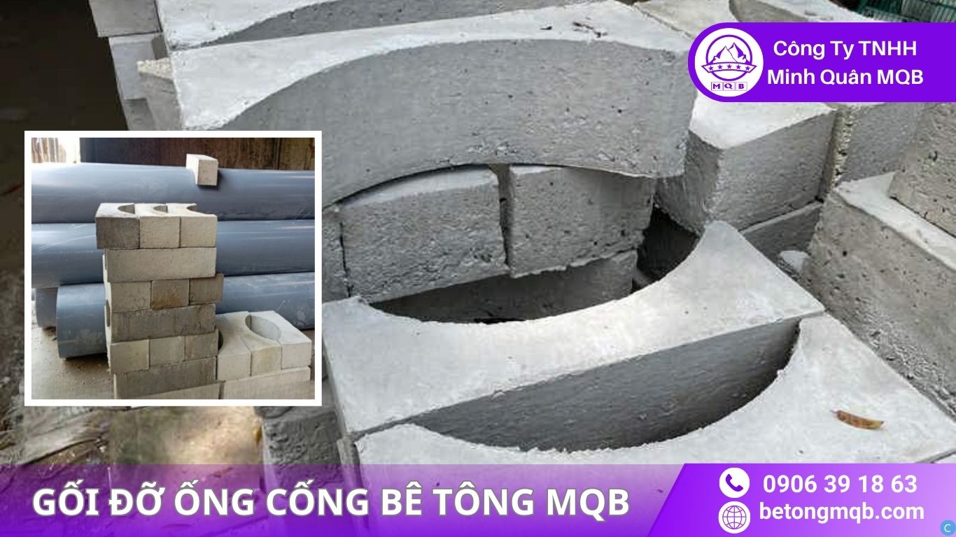 Gối Đỡ Cống: Cấu tạo – Quy cách – Ứng dụng – Tiêu chuẩn 2026 | Bê Tông MQB 3 gối bê tông chữ U D800 kê cống