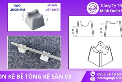 Kích thước con kê bê tông V3 MQB đạt chuẩn TCVN 4453