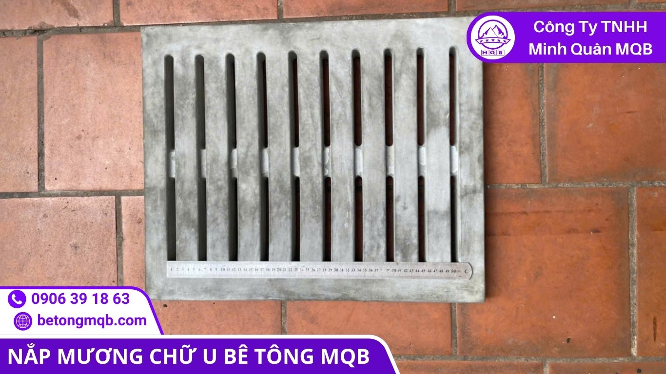 cấu tạo tấm đan nắp mương chữ U với cốt thép chịu lực