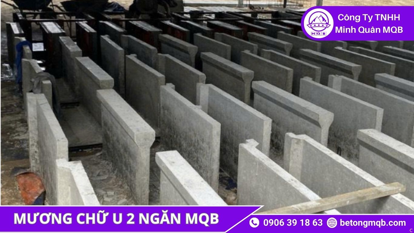 Mương Chữ U 2 Ngăn – Giải Pháp Kỹ Thuật 2026 | Bê Tông MQB 3 cấu tạo mương chữ U 2 ngăn MQB