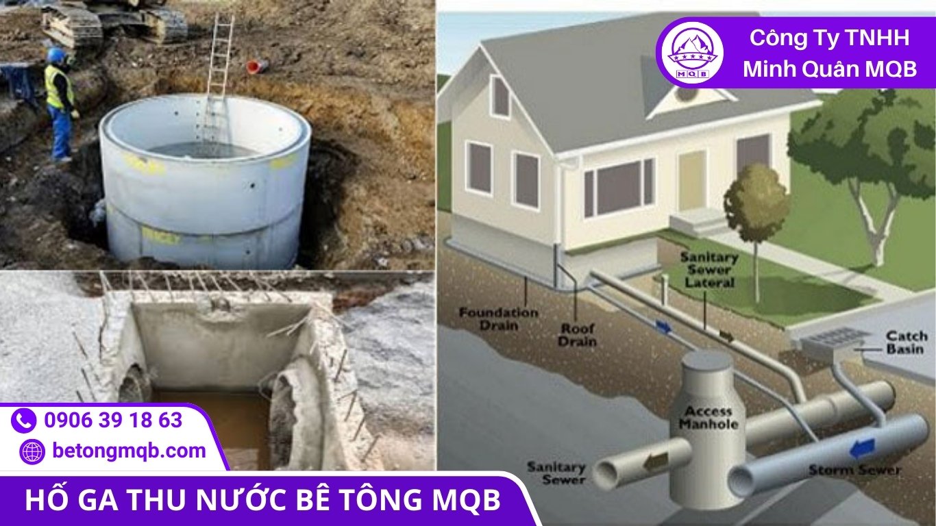 5 Chi Tiết Hố Ga Thu Nước Mưa Cần Có | Bê Tông MQB 1 chi tiết hố ga thu nước mưa thể hiện cấu tạo thân hố, miệng thu, nắp