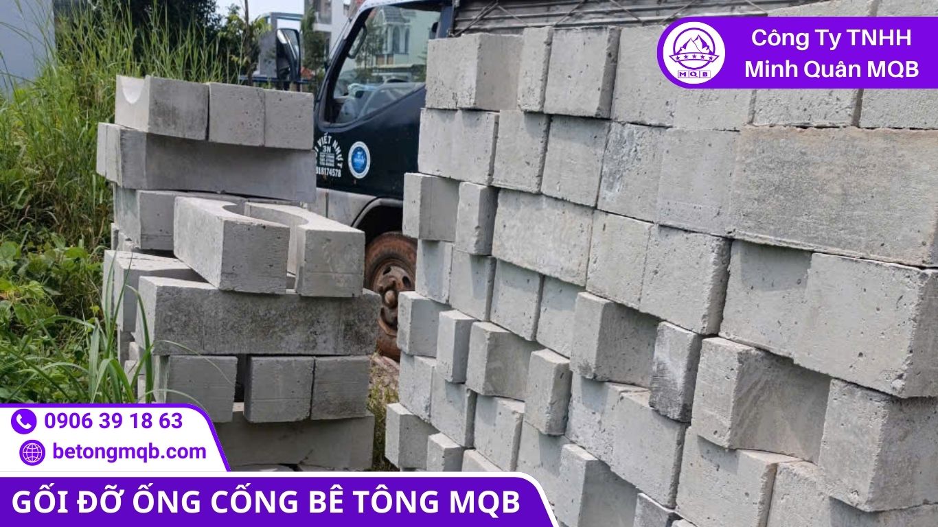 Mô phỏng kỹ thuật gối đỡ ống cống bê tông với thiết kế ôm sát, đảm bảo khả năng chịu lực tối ưu
