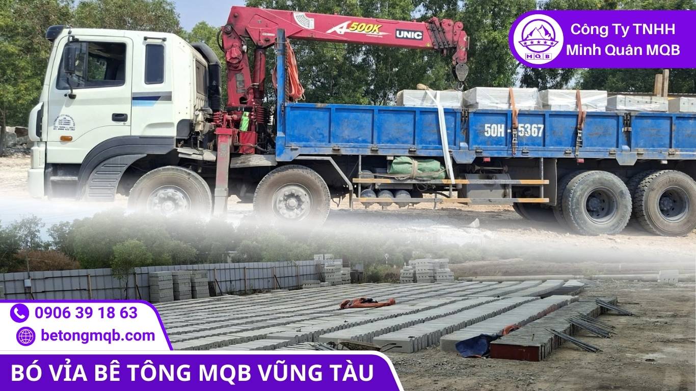 Các mẫu bó vỉa vát và bó vỉa đứng được sản xuất tại xưởng MQB.