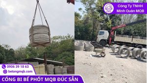 Kích thước cống bi bể phốt khác nhau tại bãi tập kết của MQB