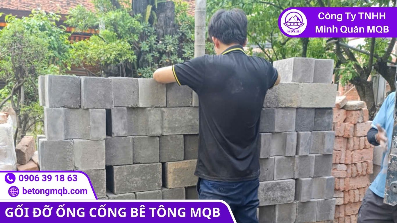 Quy trình đổ bê tông và đầm rung tại xưởng đúc gối cống bê tông MQB