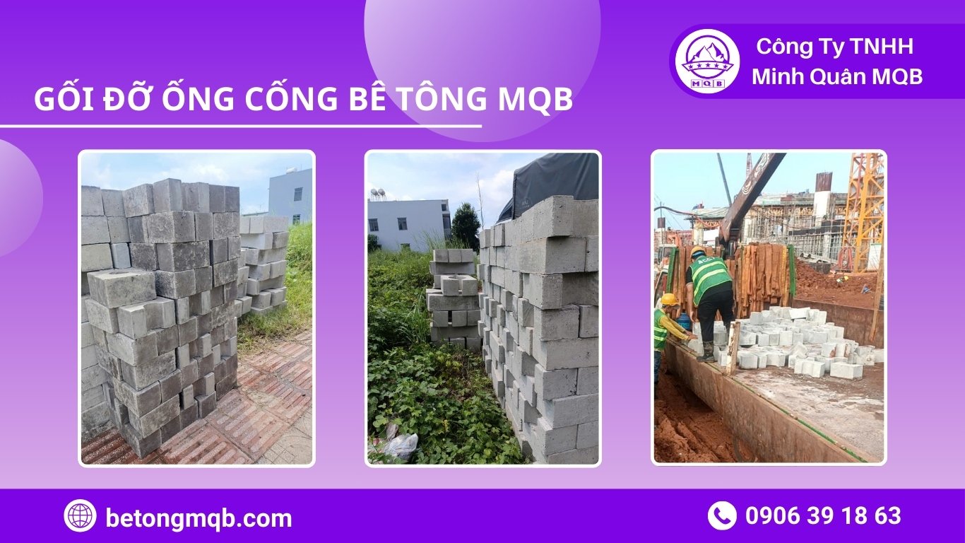 Xe cẩu MQB đang hạ hàng gối cống bê tông cốt thép tại công trình Bình Dương