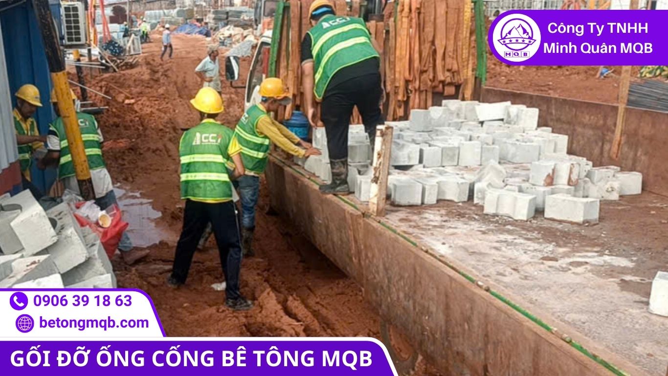 Kho bãi chứa gối cống bê tông cốt thép D1000 sẵn sàng giao cho dự án Đồng Nai
