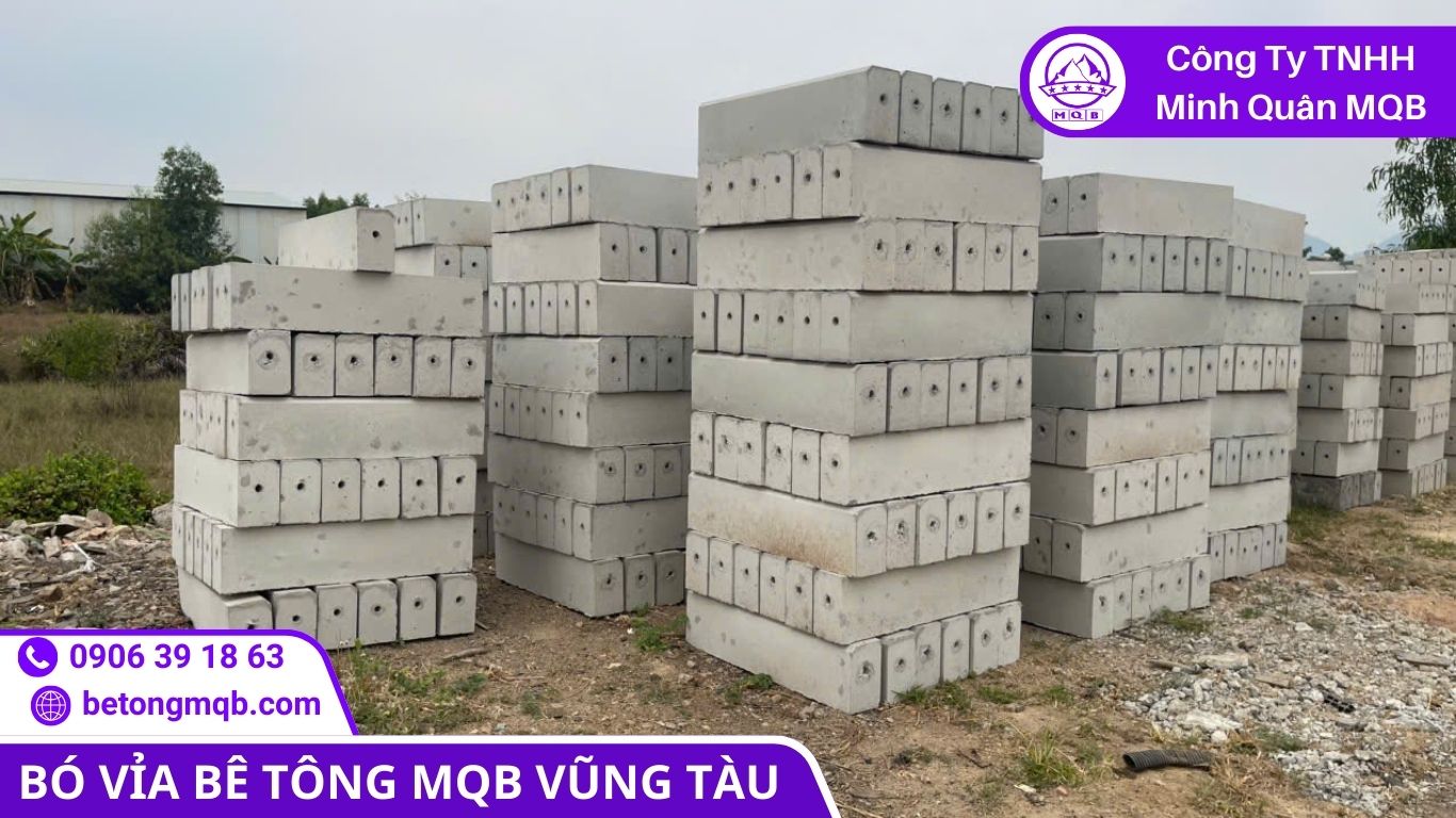Các kiện hàng bó vỉa bê tông tại xưởng đúc bó vỉa bê tông tại Bà Rịa Vũng Tàu