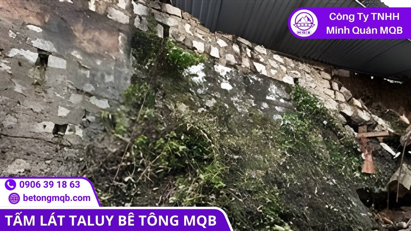 8 Lỗi Lát Taluy Thường Gặp Mùa Mưa | Bê Tông MQB 3 Lún lệch làm bề mặt gợn sóng và đọng nước sau mưa