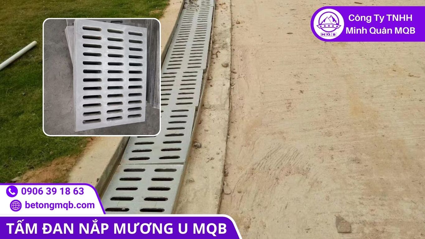 7 Thiết Kế Tấm Đan Nắp Mương Chữ U Dễ Tháo Lắp Bảo Trì | Bê Tông MQB 2 Móc cẩu hỗ trợ tháo lắp nhanh cho nắp mương chữ U kích thước lớn