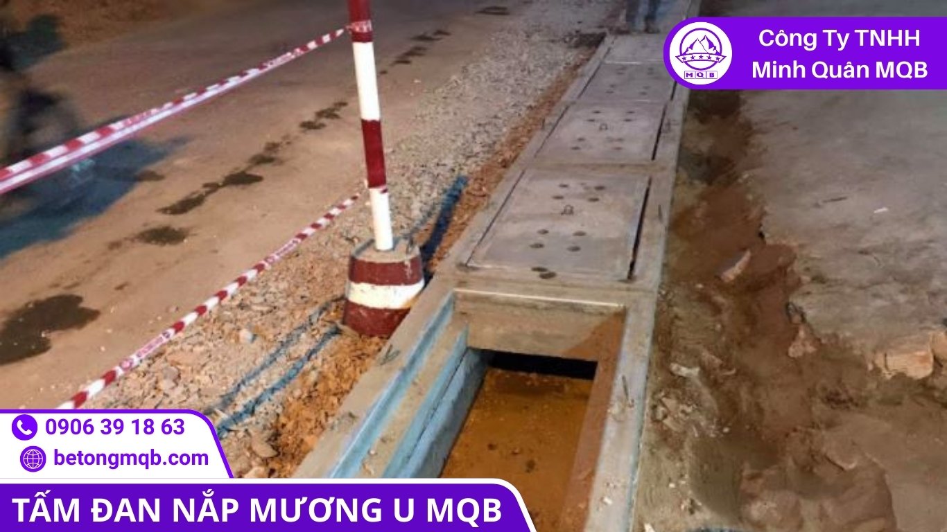 5 Bước Chọn Tấm Đan Nắp Mương Chữ U Chịu Tải Xe Nâng | Bê Tông MQB 1 tấm đan nắp mương chữ U chịu tải xe nâng chốt điểm đặt bánh và vệt chạy