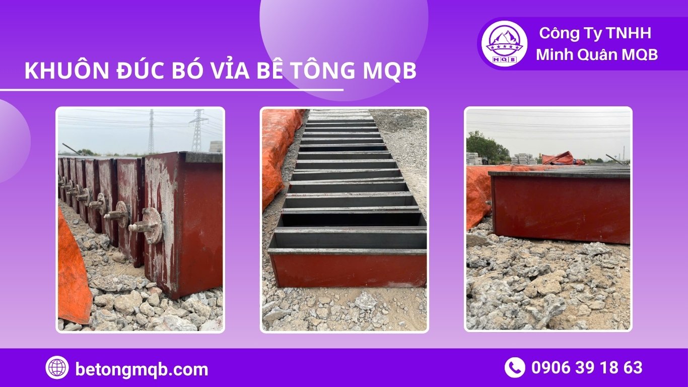 Cốp pha thép bó vỉa định hình: Tối ưu biện pháp thi công 2026 | Bê Tông MQB 4 Kỹ sư MQB kiểm tra kích thước ván khuôn thép bó vỉa trước khi xuất xưởng