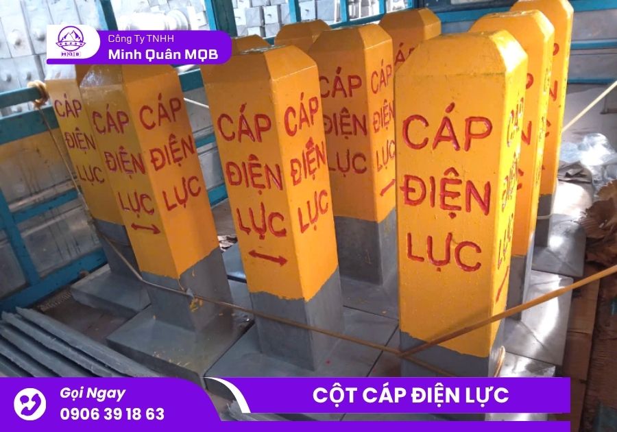 Cột bê tông cảnh báo cáp ngầm điện lực 4 Cột bê tông cảnh báo cáp ngầm sơn phản quang